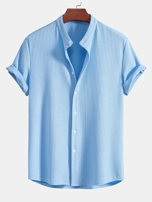 Briar | Chemise Homme Manches Courtes à Col Mao – Élégante, Boutonnée et Légère pour l'Été
