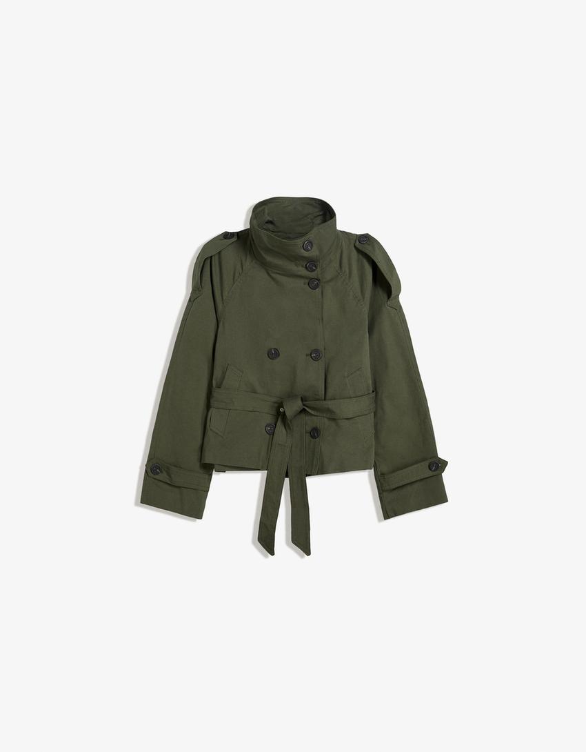 Trench Court Femme avec Ceinture Taille pour Look Urbain Élégant