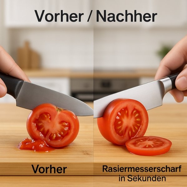 SharpRoll™ | Rollender Messerschärfer mit Diamantschleifscheiben und Massivholz
