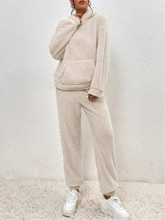 Euphémie | Teddy Lounge Set Femme Deux Pièces Chaud avec Sweat à Capuche et Pantalon Confortable