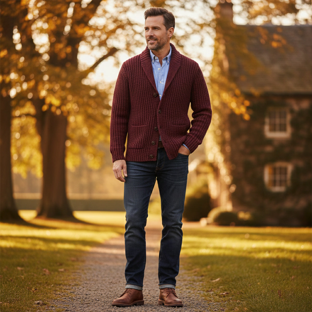 Cardigan Homme Structuré avec Revers – Style, Confort et Polyvalence