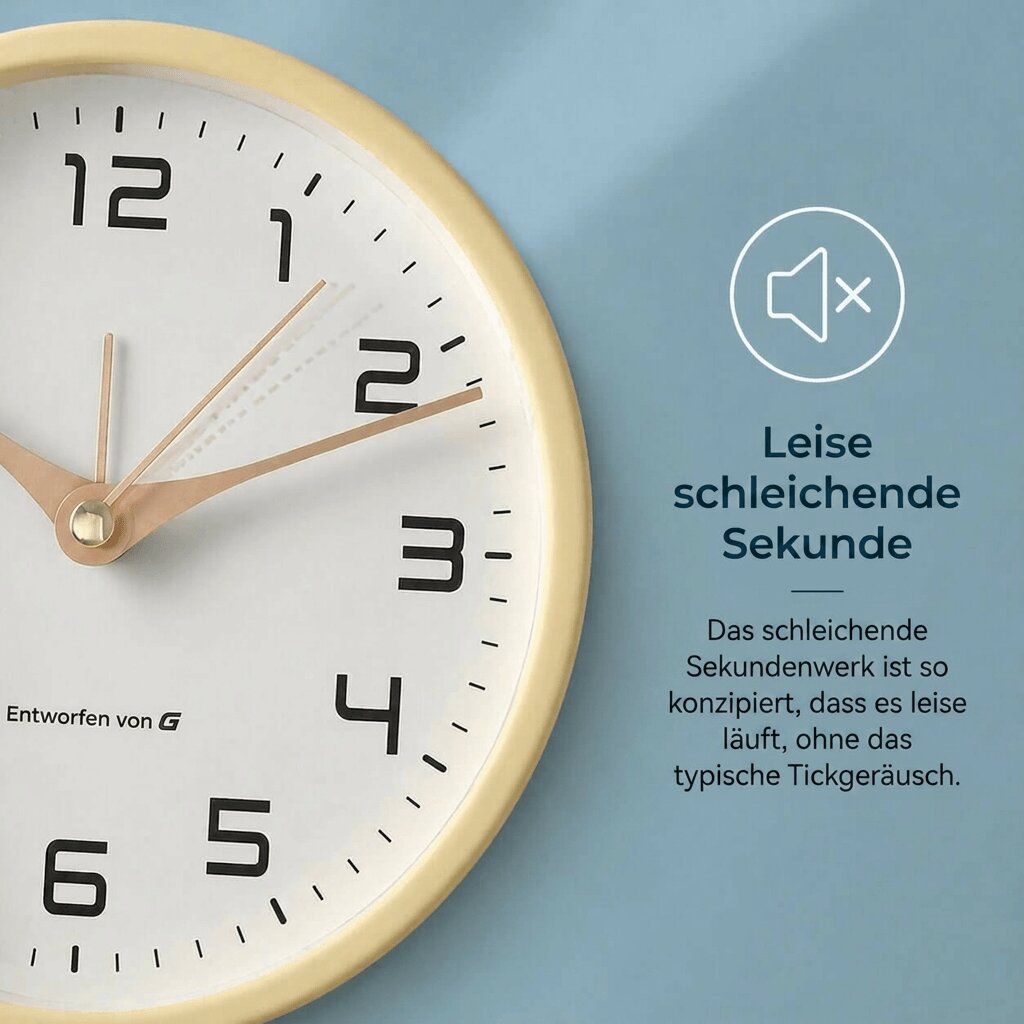 NordZeitra™ | Leise analoge Tischuhr im skandinavischen Design