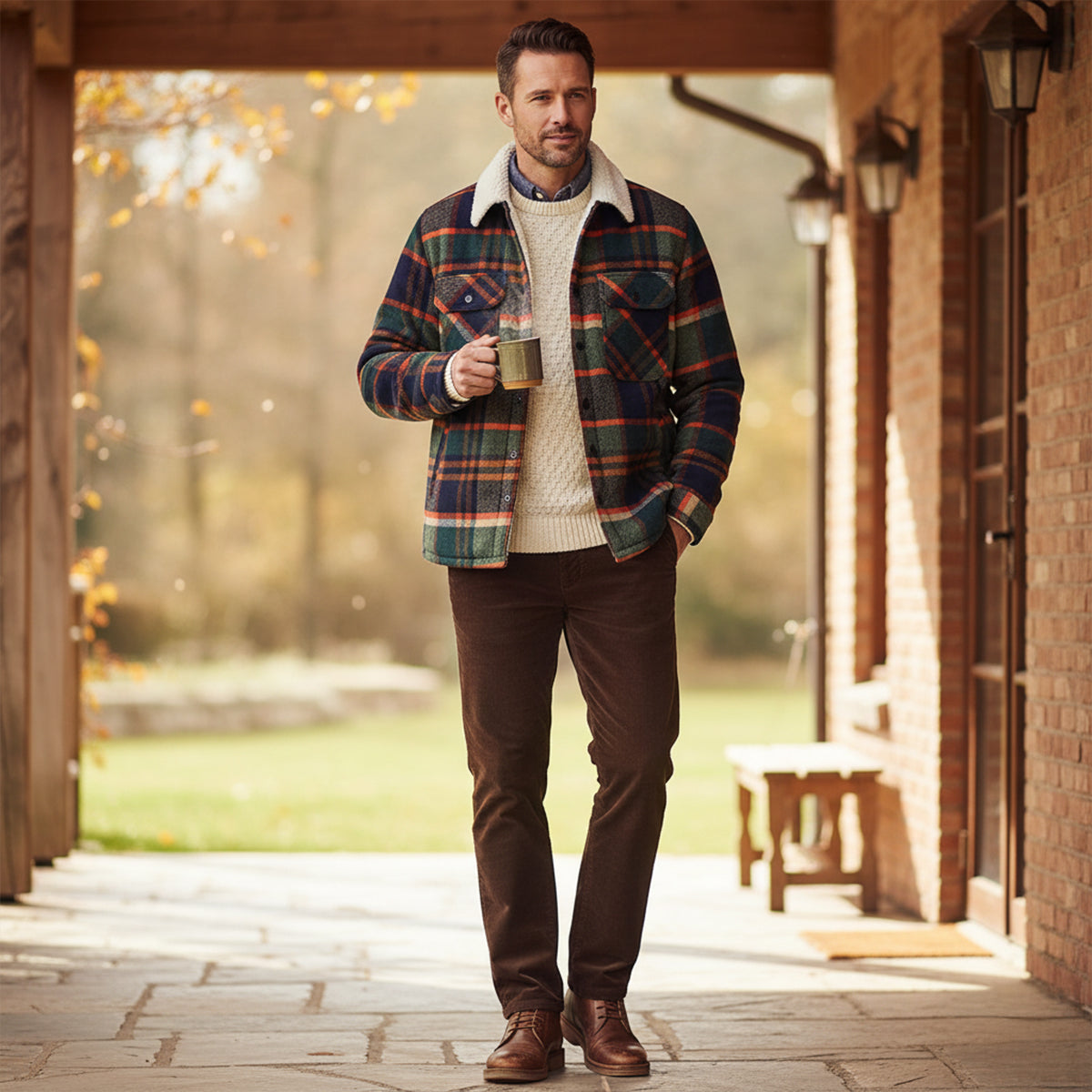 Outdoor Chemise Homme à Carreaux en Flanelle Doublée Polaire, Surchemise Chaude et Confortable