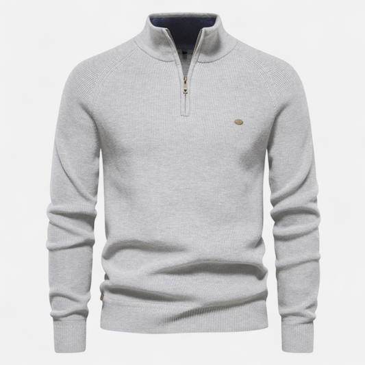 Calen | Pull Homme Col Montant Zippé en Coton Tricot Raffiné
