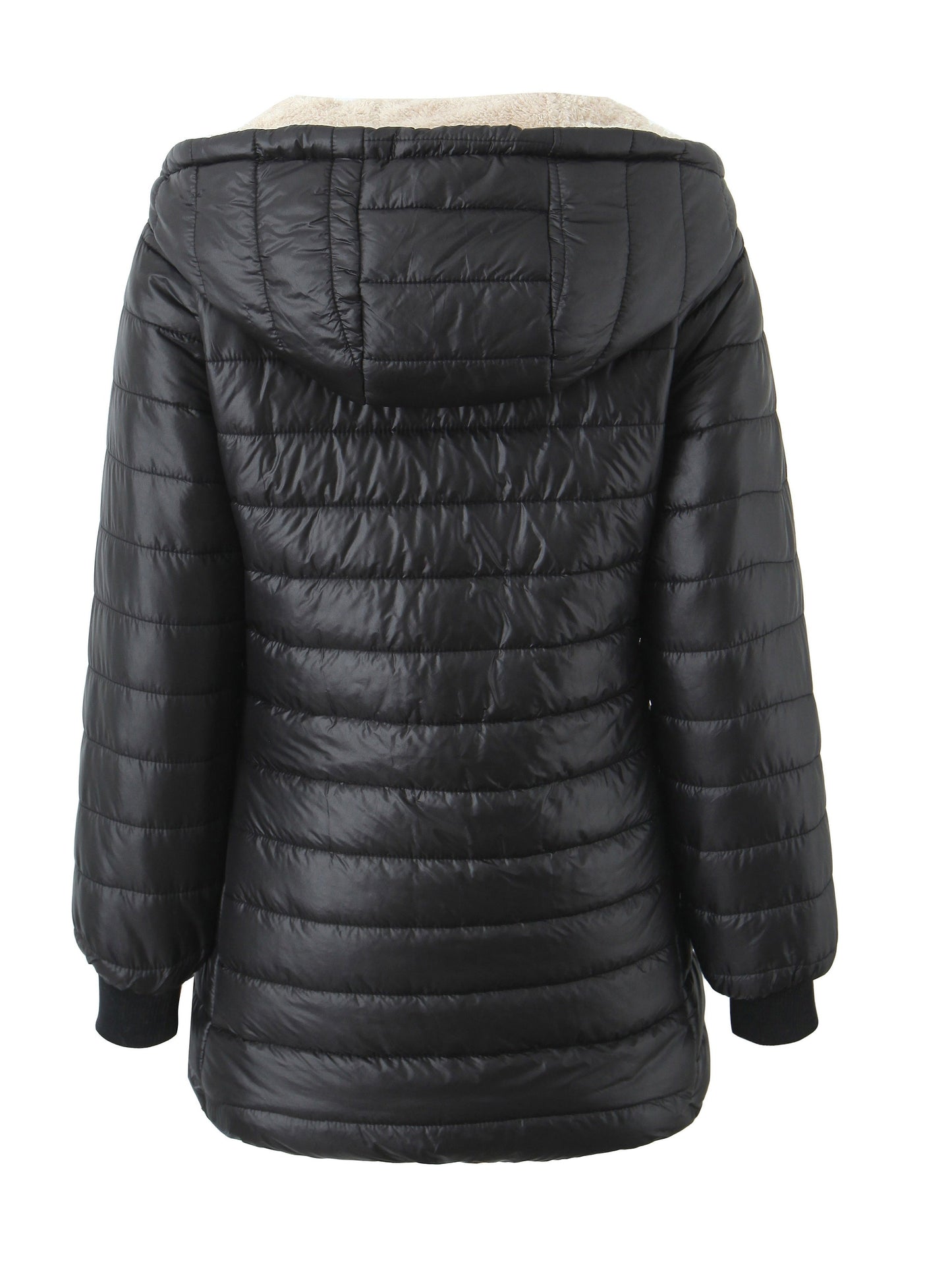 Vienna-Rose | Veste Matelassée Femme Noire à Capuche, Fermeture Zippée et Doublure Polaire Chaude