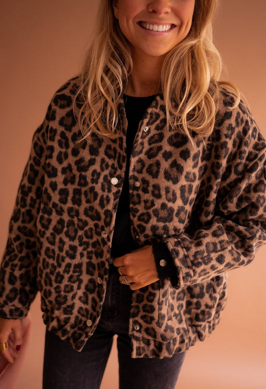Bérangère-Lou | Veste Femme Stylée Imprimé Léopard Boutonnée