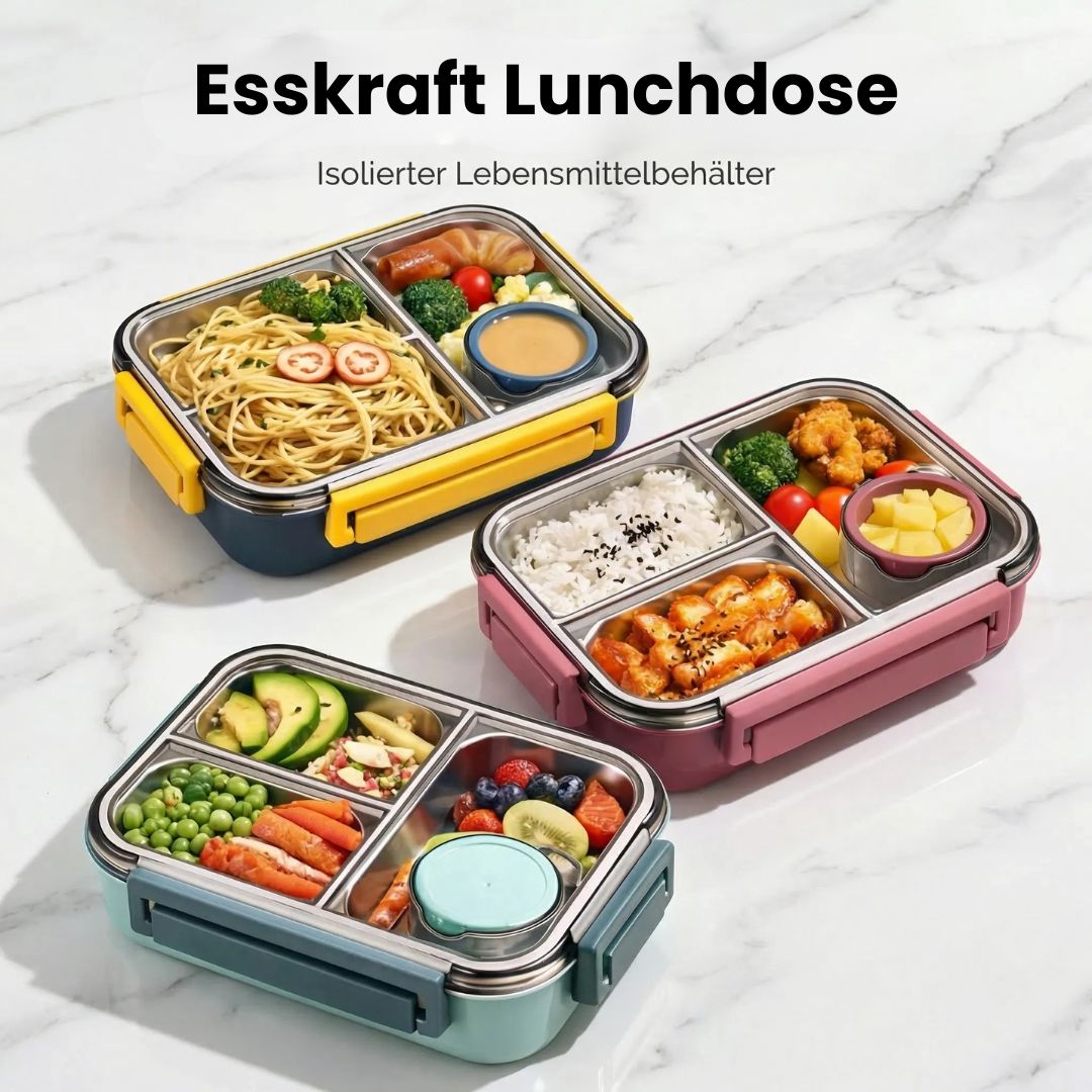 MealNest™ | Lunchbox mit Edelstahlfächern und separatem Saucenbehälter