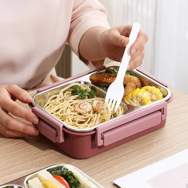 MealNest™ | Lunchbox mit Edelstahlfächern und separatem Saucenbehälter