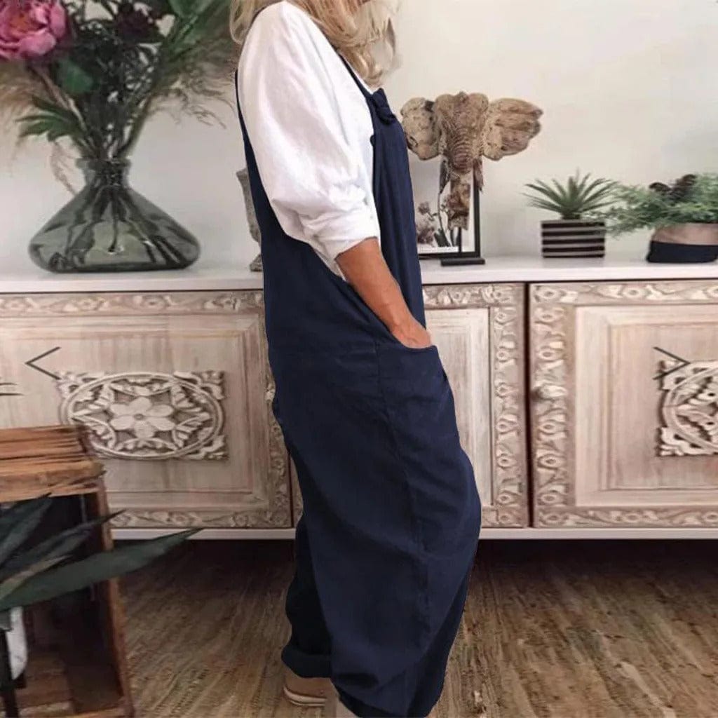 Brisande | Combinaison Femme Sans Manches à Jambe Large, Coupe Ample en Coton & Lin