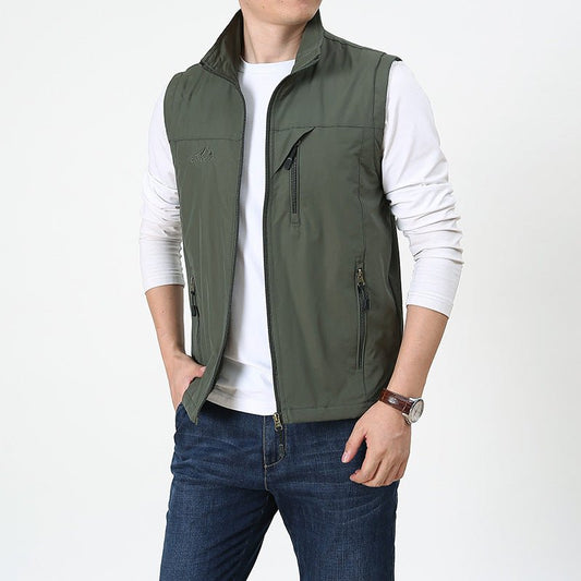 Benjamin | Gilet Homme Zippé Léger avec Col Montant | Veste Sans Manches Transition