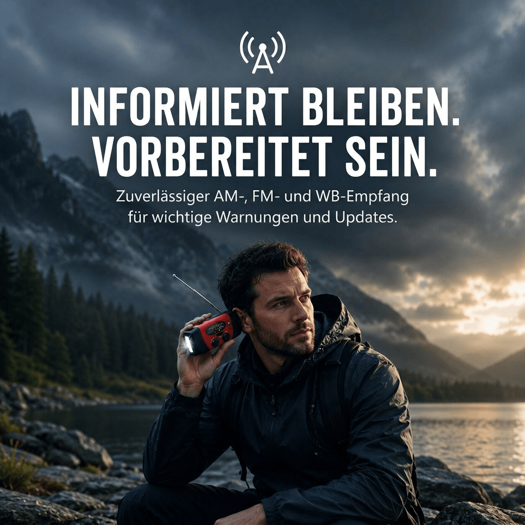 SolarKurbel™ | Notfallradio mit Solarladung, Taschenlampe und SOS-Funktion