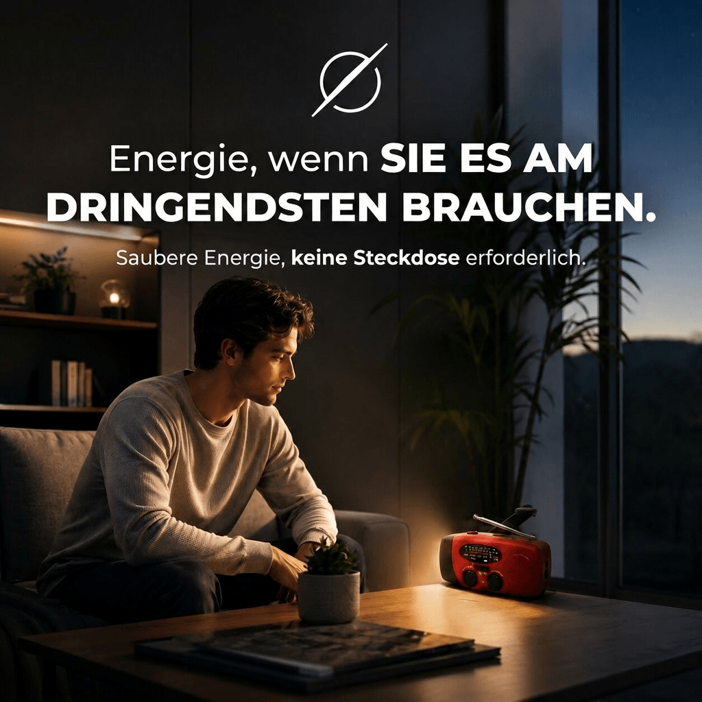 SolarKurbel™ | Notfallradio mit Solarladung, Taschenlampe und SOS-Funktion