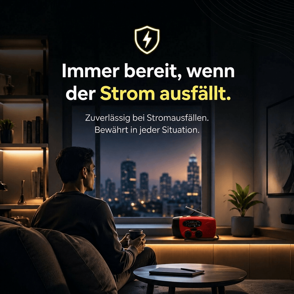 SolarKurbel™ | Notfallradio mit Solarladung, Taschenlampe und SOS-Funktion