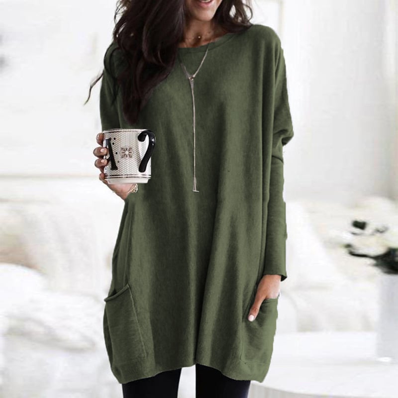Long Oversize Sweater Femme | Pull Tricoté avec Poches pour Hiver