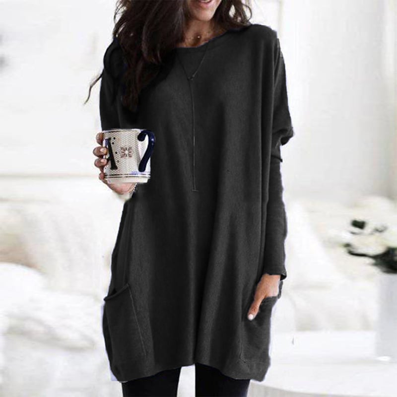 Long Oversize Sweater Femme | Pull Tricoté avec Poches pour Hiver