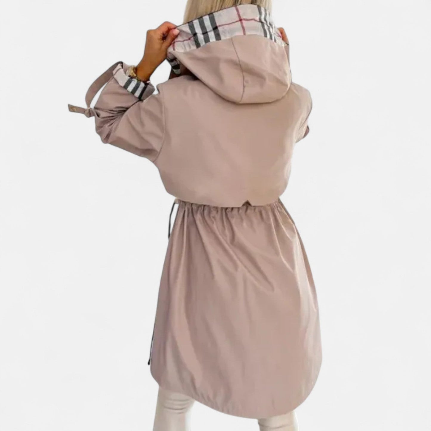 Veste Femme Légère de Mi-Saison avec Capuche | Coupe Féminine & Détails Carreaux