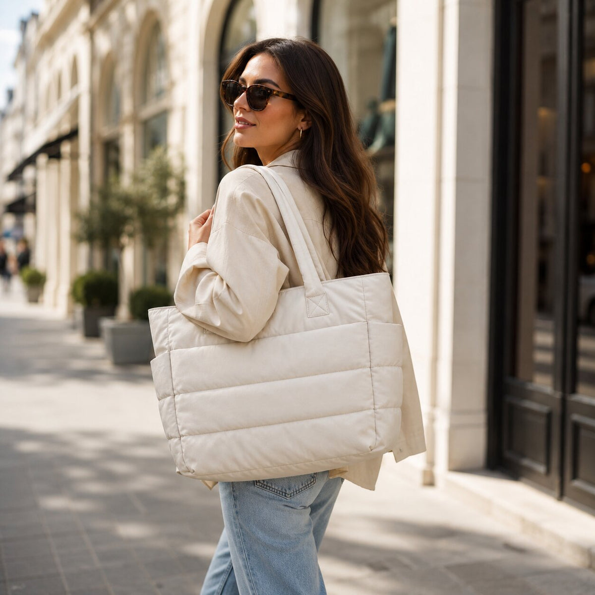 PuffLiora™ | Damen Puffer Schultertasche mit Reißverschluss und verstellbarem Riemen