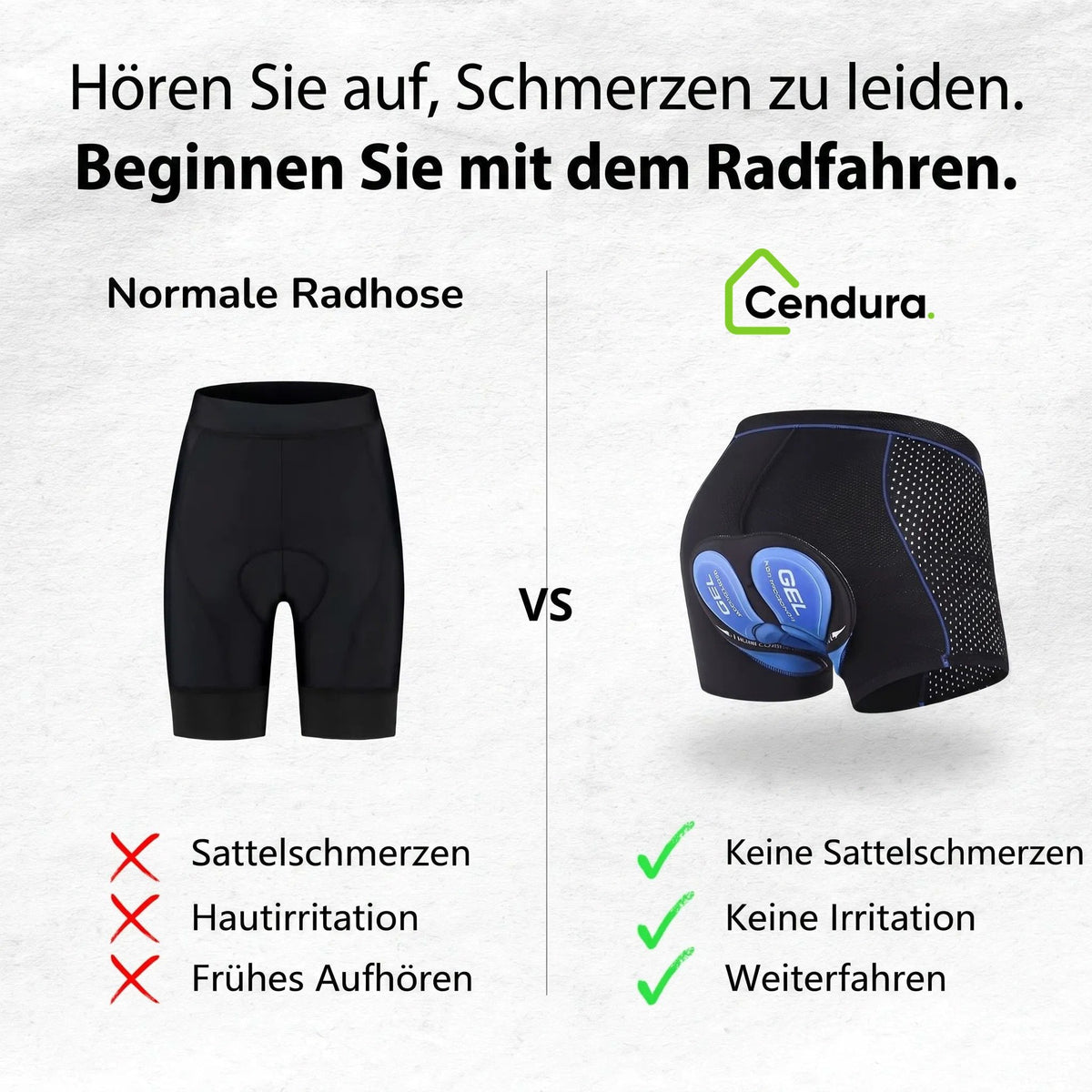 CycleCushion™ | Fahrradhose mit Gelpolster für Damen und Herren