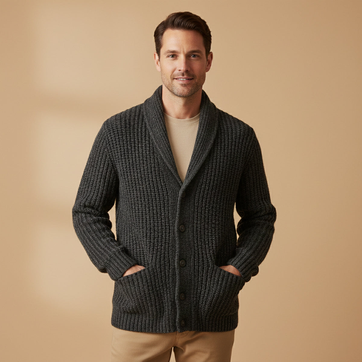 Cardigan Homme Structuré avec Revers – Style, Confort et Polyvalence