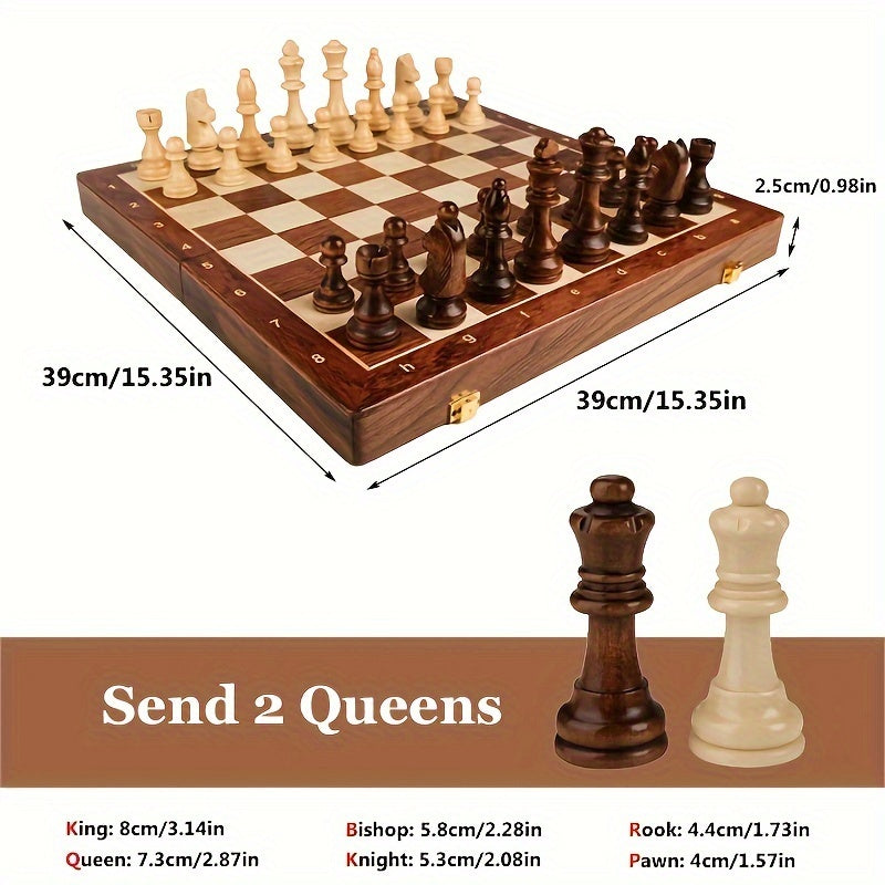 WoodenMate™ | Faltbares Holzschachspiel mit handgefertigten Figuren
