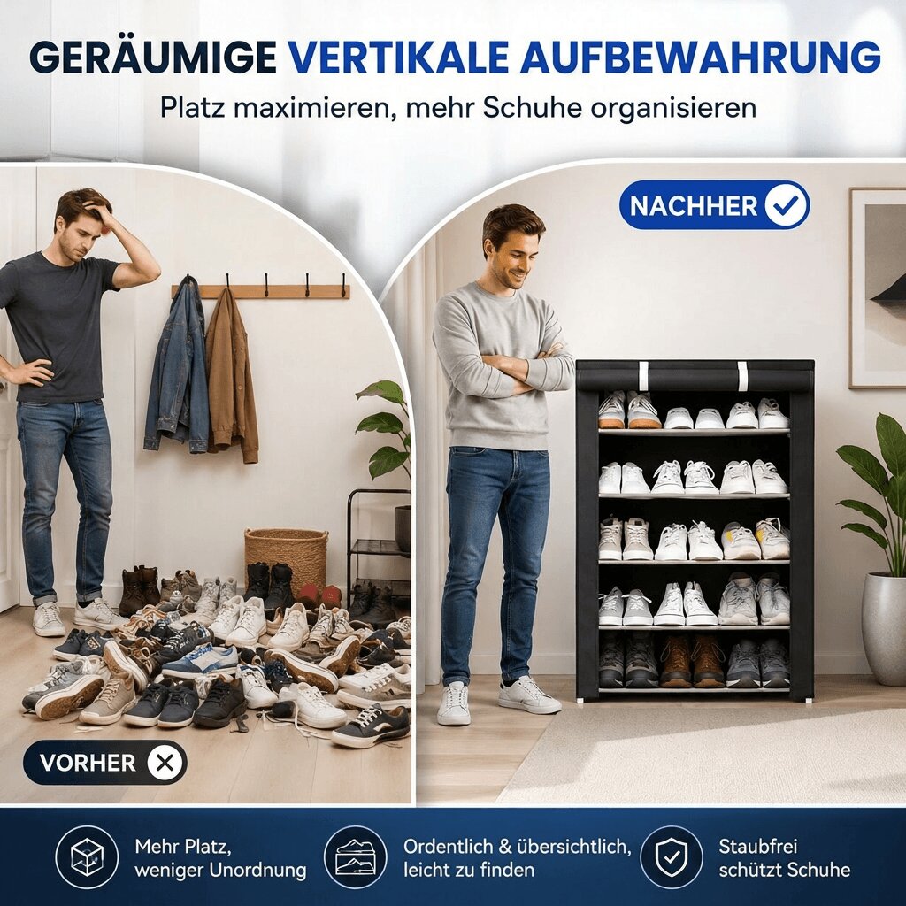 SchuhOrdina™ | Freistehender Schuhschrank mit Reißverschluss und Staubschutz