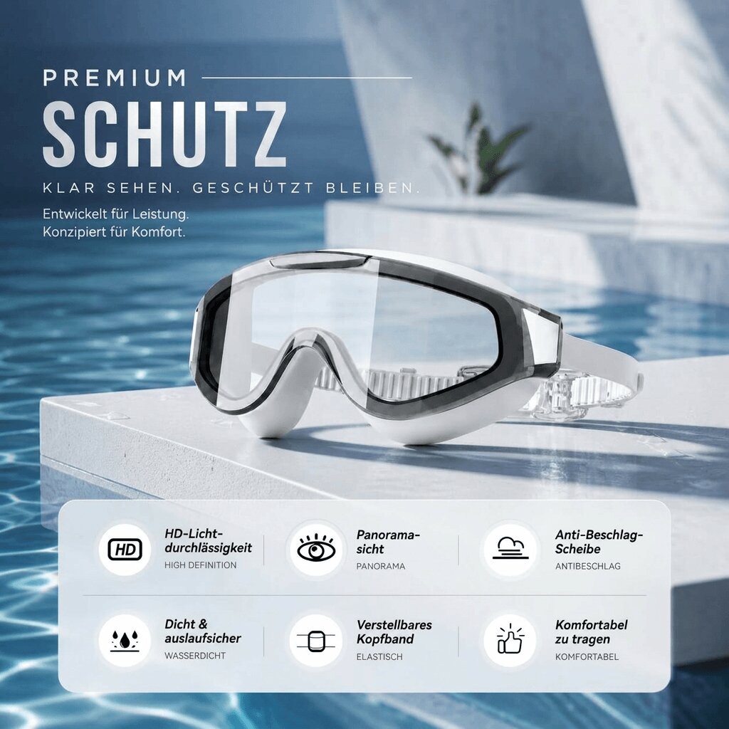 ClearWave™ | HD-Schwimmbrille mit Anti-Beschlag-Beschichtung und Silikonband