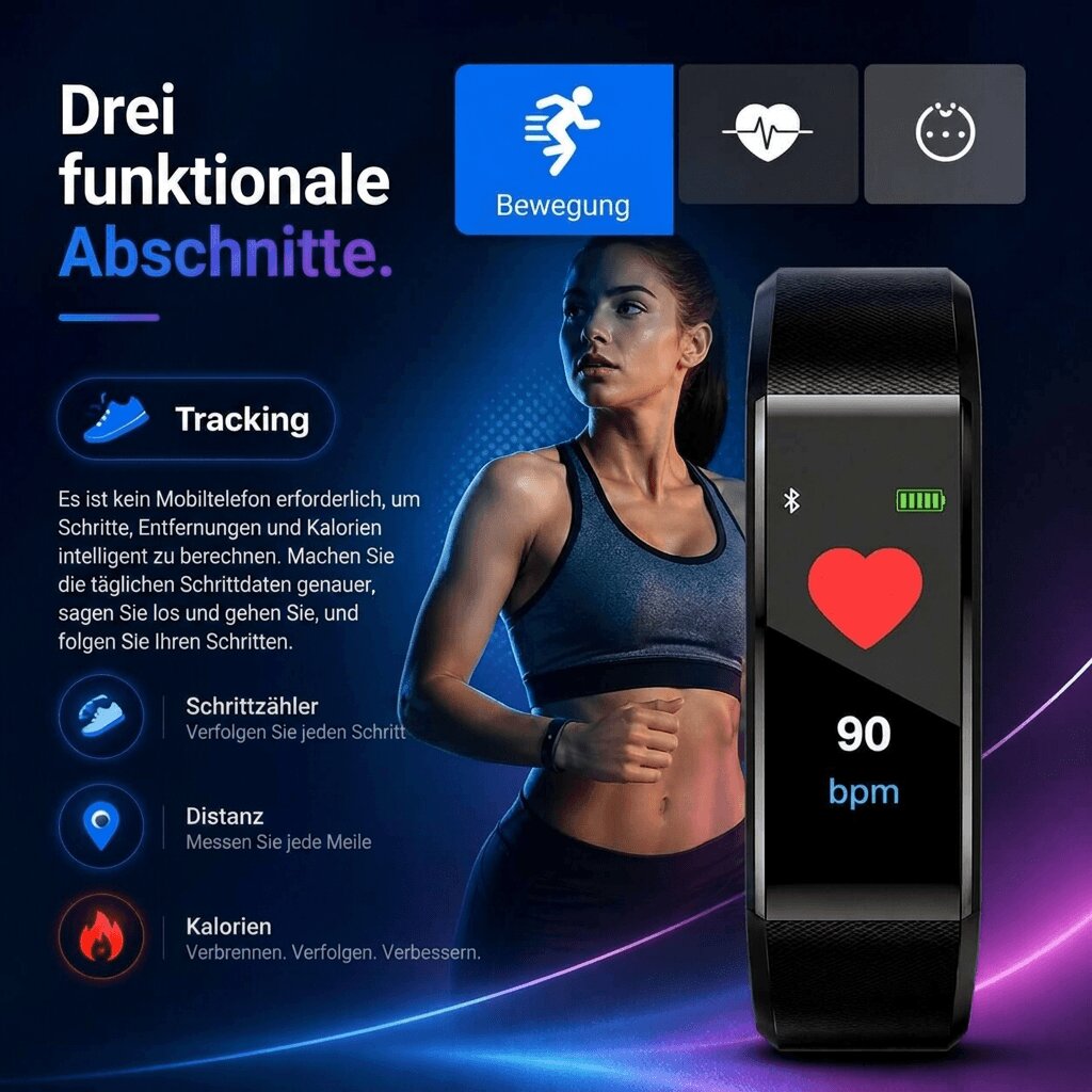 VitalEase™ | Senioren-Smartwatch mit großem Display und Gesundheits-Tracking