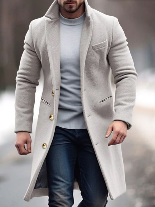 Logan | Manteau Homme Long Élégant Hiver avec Poches Pratiques et Boutons