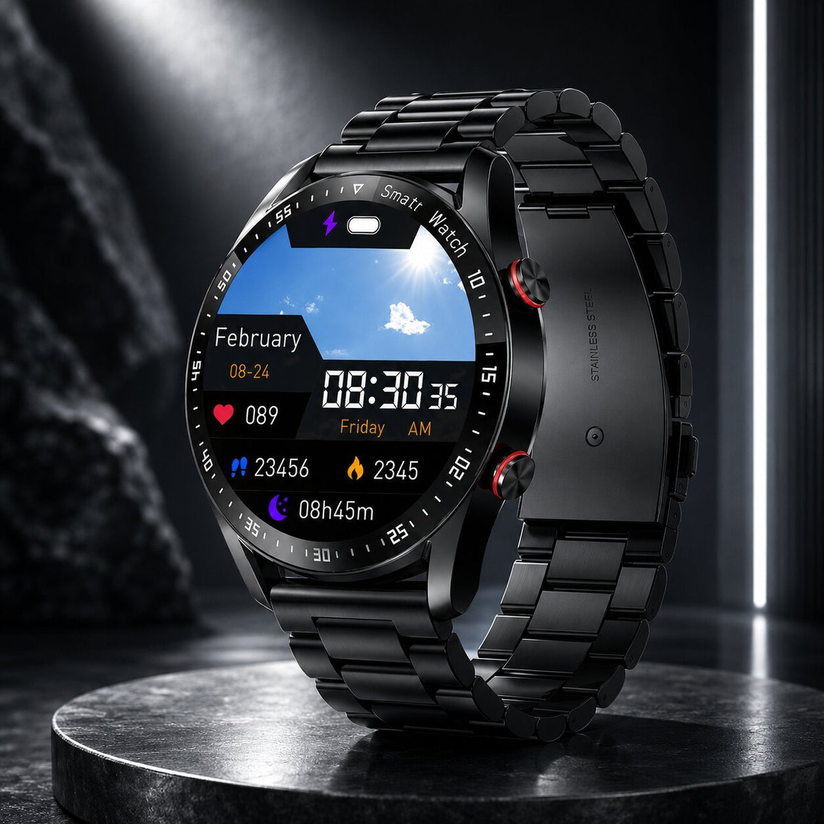 PulseVeyron™ | Herren-Smartwatch mit Gesundheitsfunktionen und Bluetooth-Telefonie