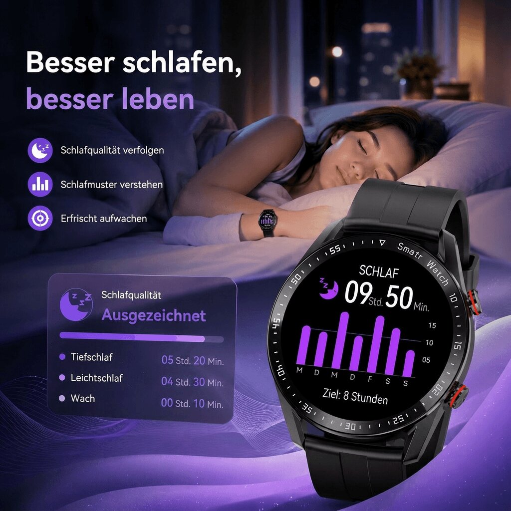 PulseVeyron™ | Herren-Smartwatch mit Gesundheitsfunktionen und Bluetooth-Telefonie