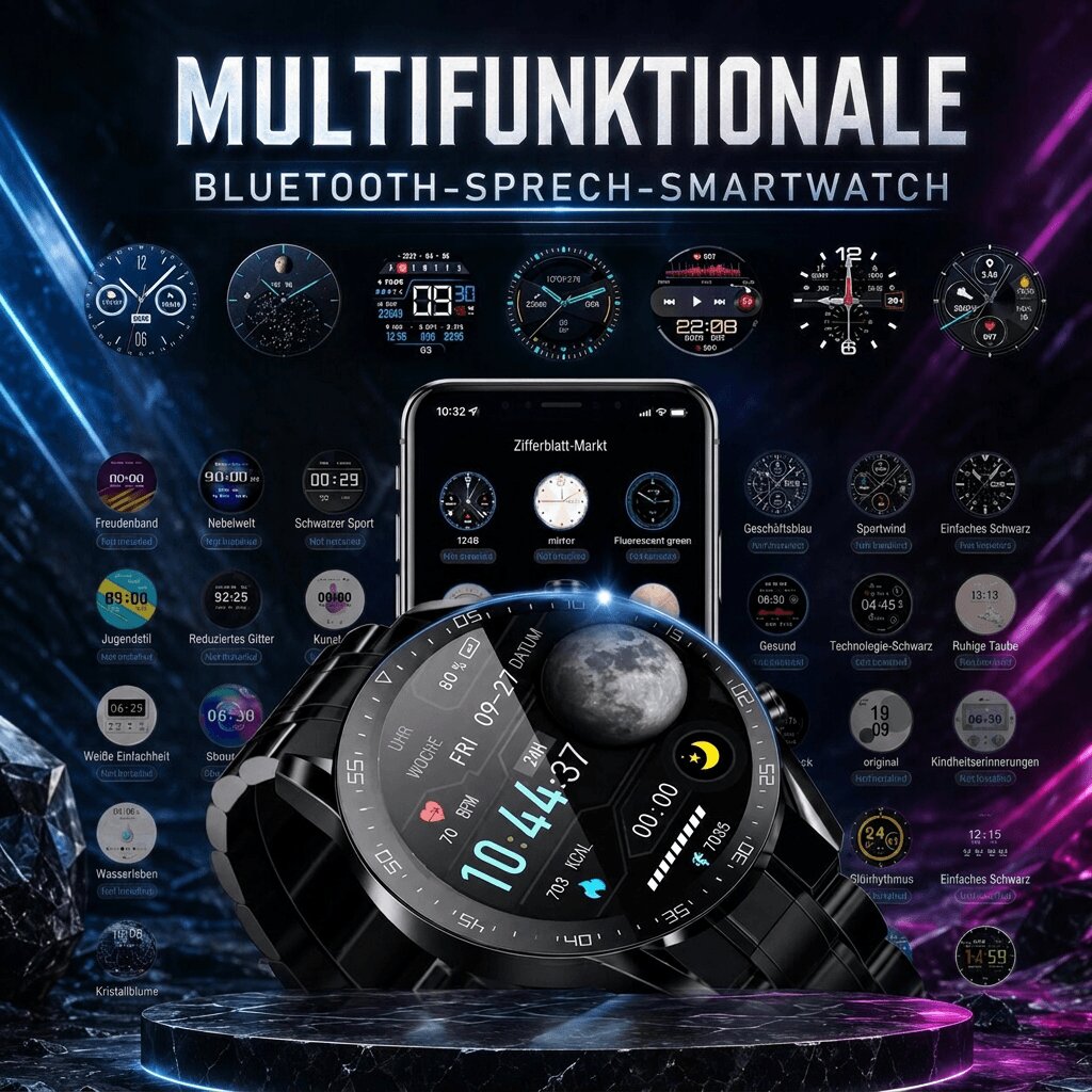 PulseVeyron™ | Herren-Smartwatch mit Gesundheitsfunktionen und Bluetooth-Telefonie