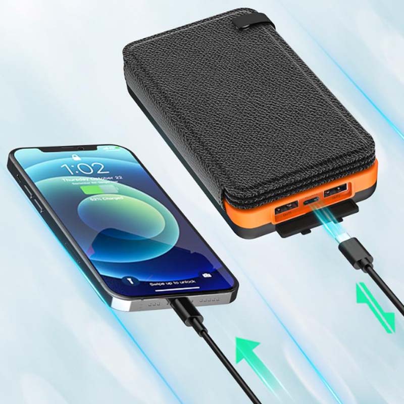 SolarKraft™ | Solar-Powerbank 20.000 mAh mit 4 Solarpanels und LED-Taschenlampe