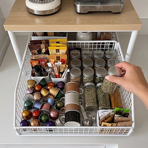 StackWood™ | Zweistöckiger Küchen-Organizer mit ausziehbarer Schublade