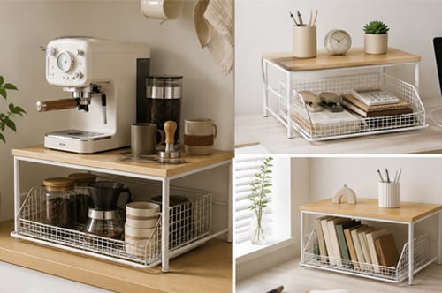 StackWood™ | Zweistöckiger Küchen-Organizer mit ausziehbarer Schublade