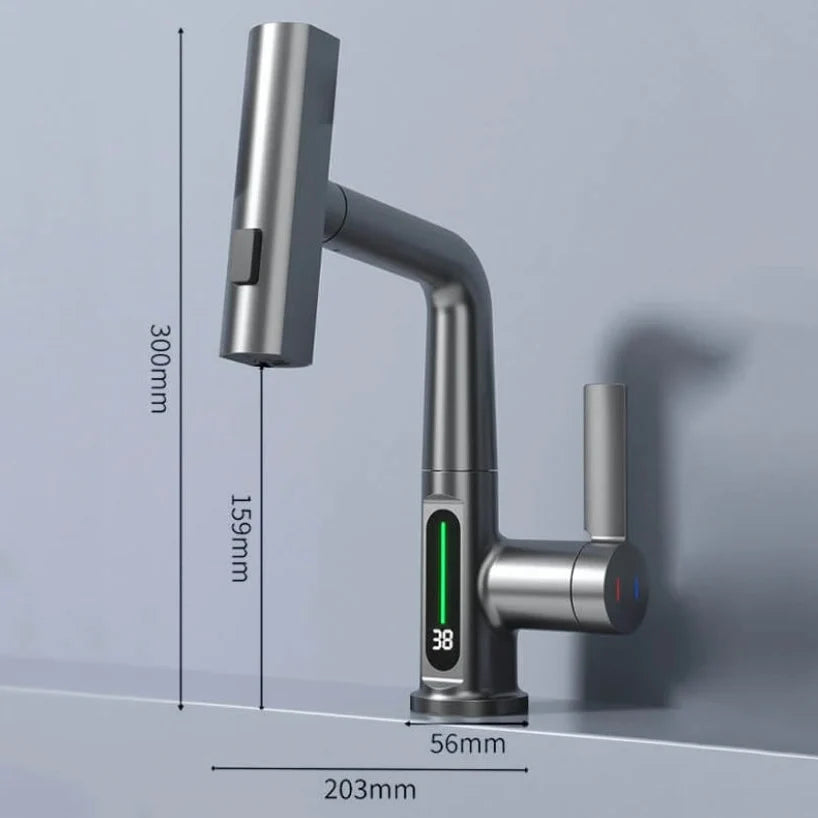 AquaFlex™ | Flexibler Wasserhahn mit LED-Temperaturanzeige und 5 Strahlarten