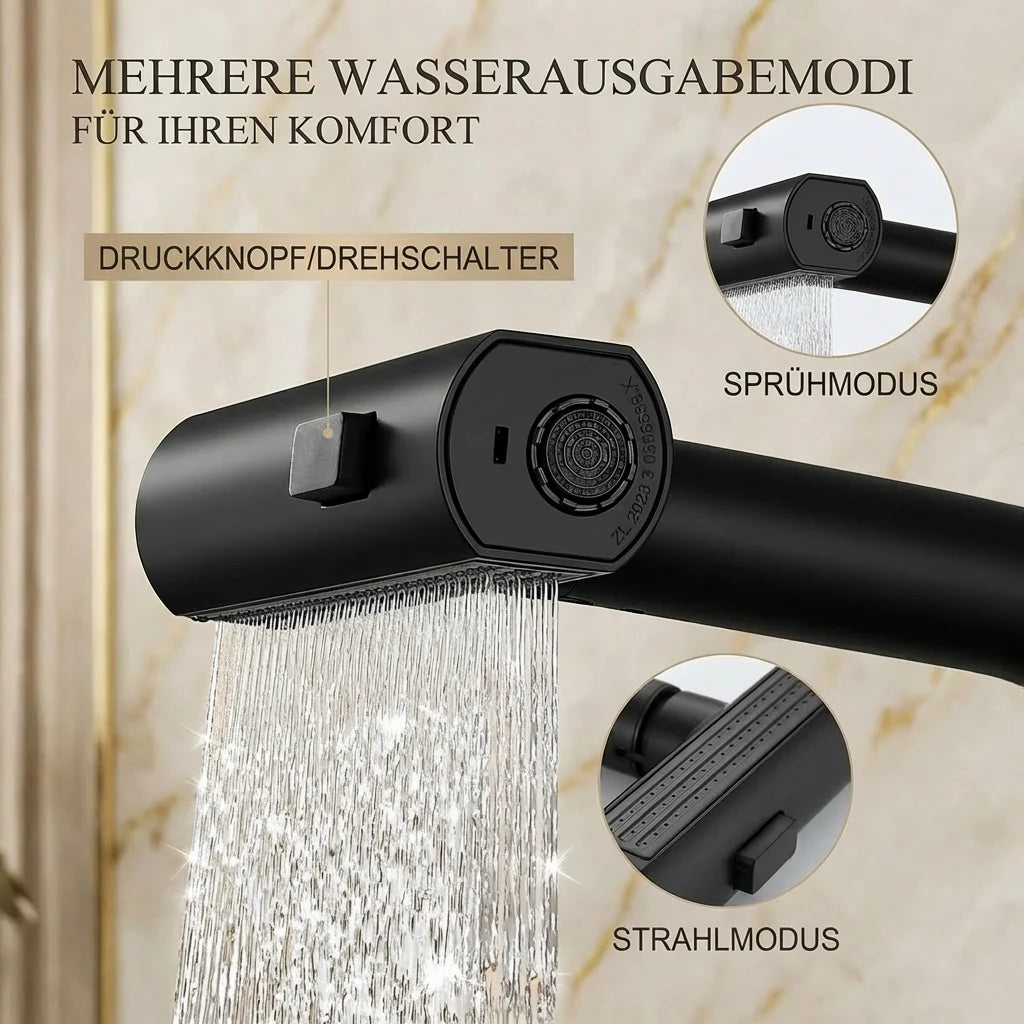 AquaFlex™ | Flexibler Wasserhahn mit LED-Temperaturanzeige und 5 Strahlarten