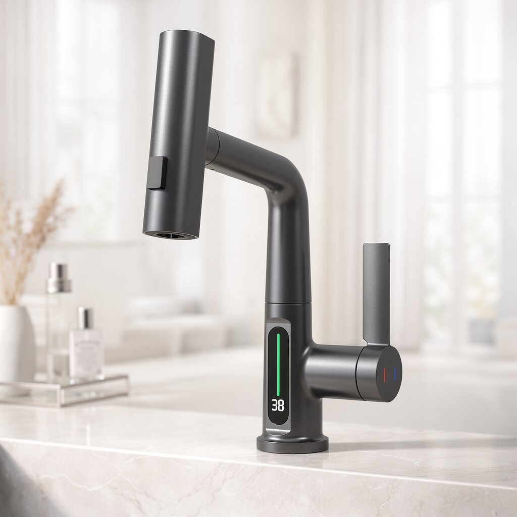 AquaFlex™ | Flexibler Wasserhahn mit LED-Temperaturanzeige und 5 Strahlarten