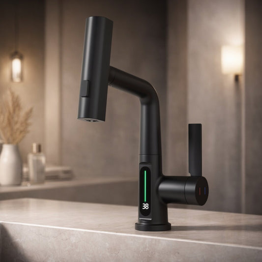 AquaFlex™ | Flexibler Wasserhahn mit LED-Temperaturanzeige und 5 Strahlarten