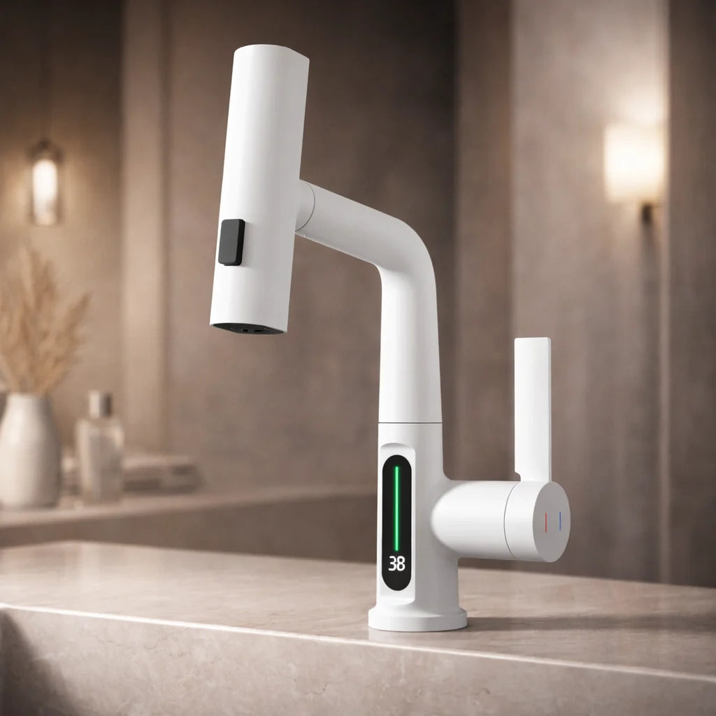 AquaFlex™ | Flexibler Wasserhahn mit LED-Temperaturanzeige und 5 Strahlarten