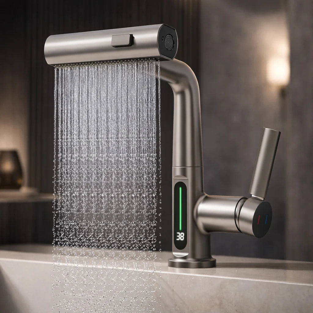 AquaFlex™ | Flexibler Wasserhahn mit LED-Temperaturanzeige und 5 Strahlarten