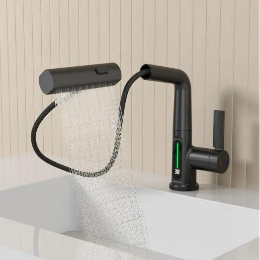 AquaFlex™ | Flexibler Wasserhahn mit LED-Temperaturanzeige und 5 Strahlarten