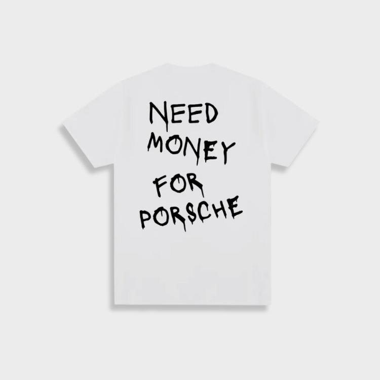 Ishmael | T-shirt Homme Oversize Coton Style Vintage avec Imprimé "Need Money for Porsche"