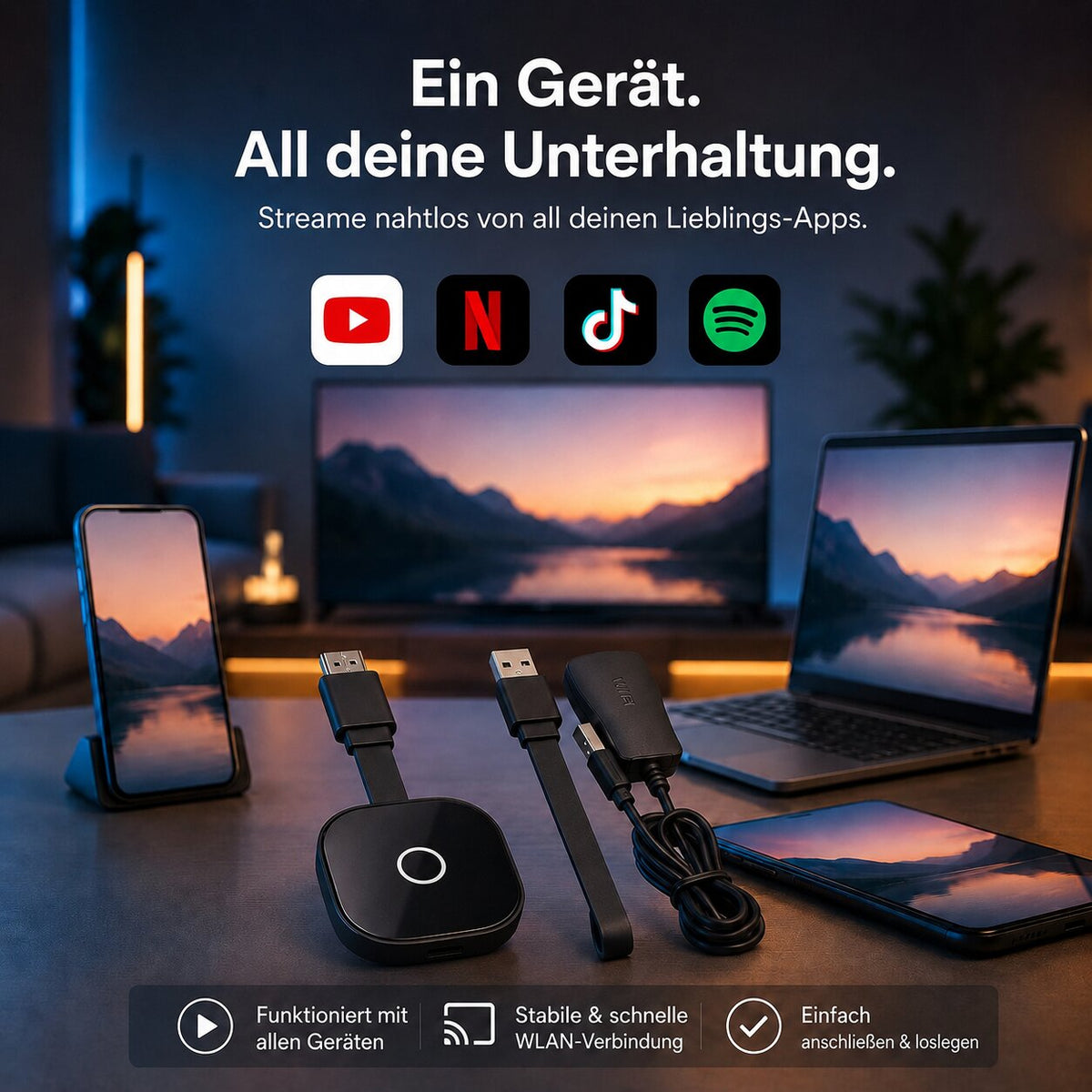 ScreenVanta™ | Wireless HDMI Adapter für kabellose Bildschirmspiegelung in Full HD