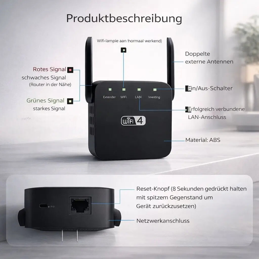 SignalBoost™ | WLAN-Verstärker mit 300 Mbps, WPS und Ethernet-Anschluss
