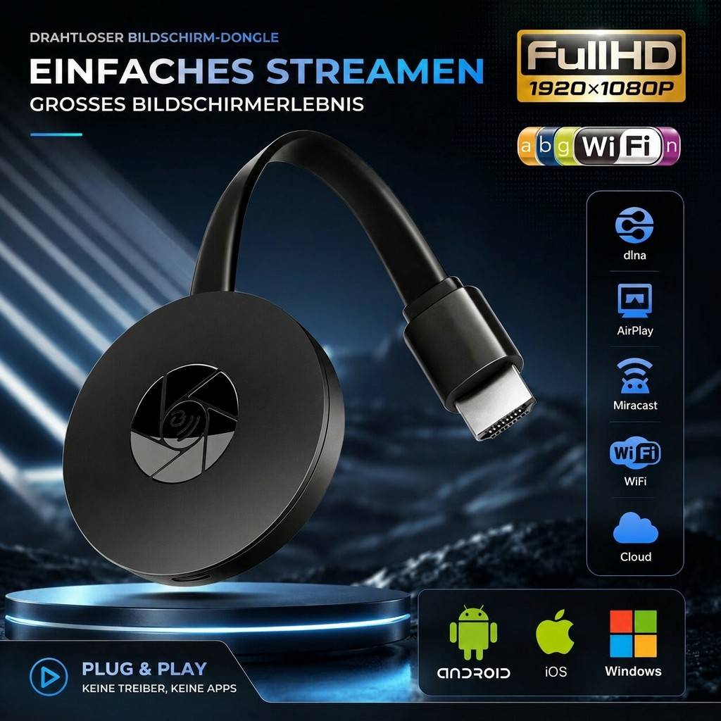 StreamVexa™ | WLAN-HDMI-Adapter für kabellose Bildschirmspiegelung in 1080p