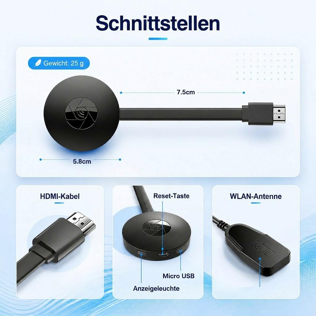 StreamVexa™ | WLAN-HDMI-Adapter für kabellose Bildschirmspiegelung in 1080p